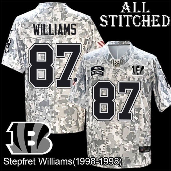 Camo Embroidered Stepfret Williams Cincinnati Bengals #87 Stitched Jersey
