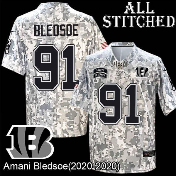Camo Embroidered Amani Bledsoe Cincinnati Bengals #91 Stitched Jersey