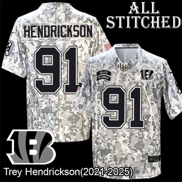 Camo Embroidered Trey Hendrickson Cincinnati Bengals #91 Stitched Jersey