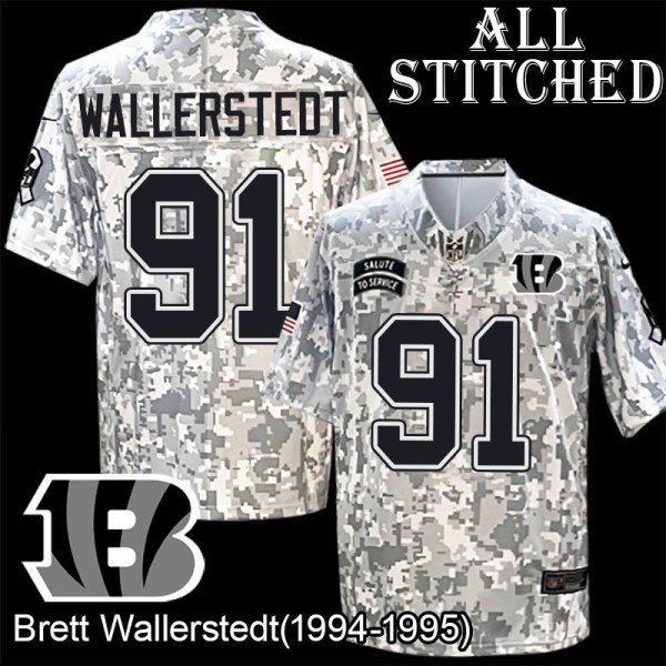 Camo Embroidered Brett Wallerstedt Cincinnati Bengals #91 Stitched Jersey