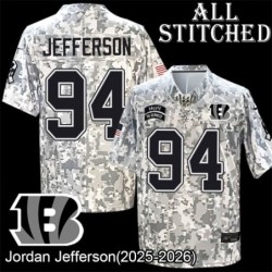 Camo Embroidered Jordan Jefferson Cincinnati Bengals #94 Stitched Jersey