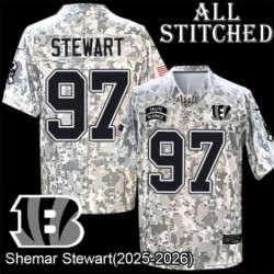 Camo Embroidered Shemar Stewart Cincinnati Bengals #97 Stitched Jersey