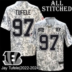 Camo Embroidered Jay Tufele Cincinnati Bengals #97 Stitched Jersey