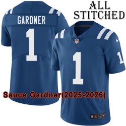 Blue Home Embroidered Sauce Gardner Indianapolis Colts #1 Stitched Jersey