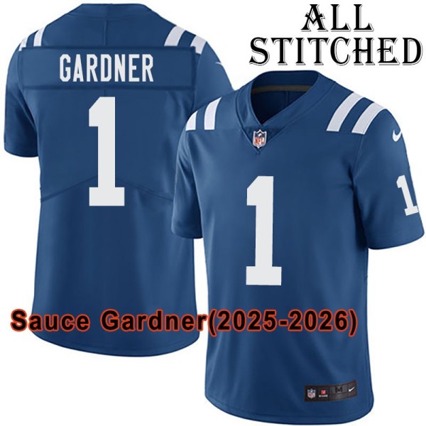 Blue Home Embroidered Sauce Gardner Indianapolis Colts #1 Stitched Jersey