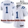White Embroidered Sauce Gardner Indianapolis Colts #1 Stitched Jersey