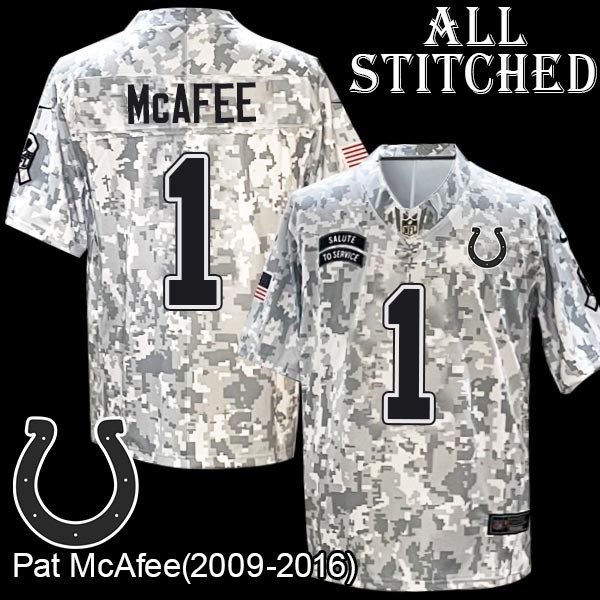 Camo Embroidered Pat McAfee Indianapolis Colts #1 Stitched Jersey