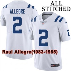 White Embroidered Raul Allegre Indianapolis Colts #2 Stitched Jersey