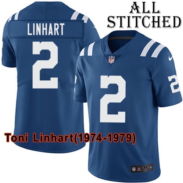 Blue Home Embroidered Toni Linhart Indianapolis Colts #2 Stitched Jersey