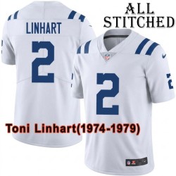 White Embroidered Toni Linhart Indianapolis Colts #2 Stitched Jersey