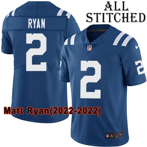 Blue Home Embroidered Matt Ryan Indianapolis Colts #2 Stitched Jersey