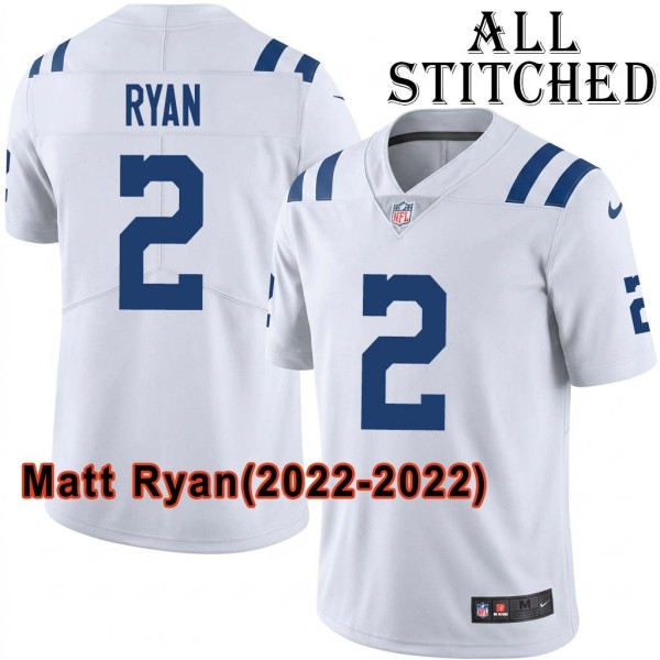 White Embroidered Matt Ryan Indianapolis Colts #2 Stitched Jersey