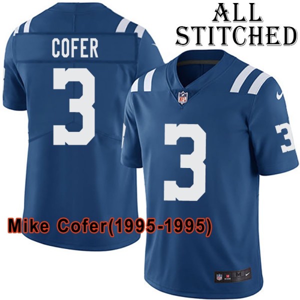 Blue Home Embroidered Mike Cofer Indianapolis Colts #3 Stitched Jersey