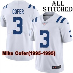 White Embroidered Mike Cofer Indianapolis Colts #3 Stitched Jersey
