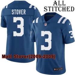 Blue Home Embroidered Matt Stover Indianapolis Colts #3 Stitched Jersey