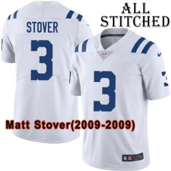 White Embroidered Matt Stover Indianapolis Colts #3 Stitched Jersey