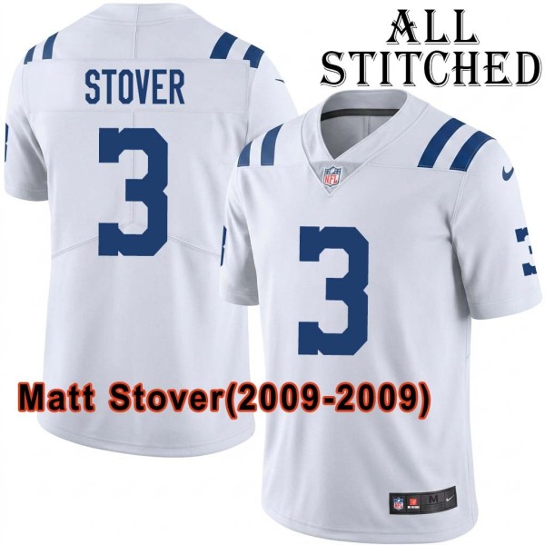 White Embroidered Matt Stover Indianapolis Colts #3 Stitched Jersey