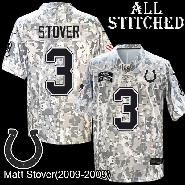 Camo Embroidered Matt Stover Indianapolis Colts #3 Stitched Jersey
