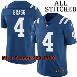 Blue Home Embroidered Mike Bragg Indianapolis Colts #4 Stitched Jersey