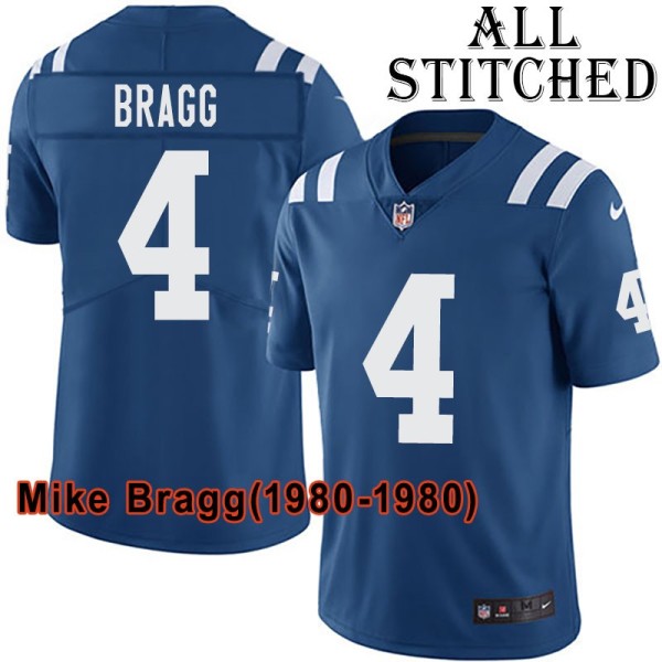 Blue Home Embroidered Mike Bragg Indianapolis Colts #4 Stitched Jersey