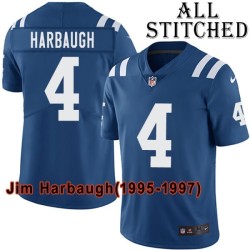 Blue Home Embroidered Jim Harbaugh Indianapolis Colts #4 Stitched Jersey
