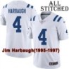 White Embroidered Jim Harbaugh Indianapolis Colts #4 Stitched Jersey