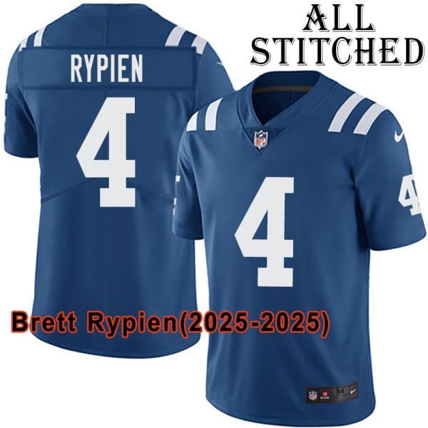 Blue Home Embroidered Brett Rypien Indianapolis Colts #4 Stitched Jersey