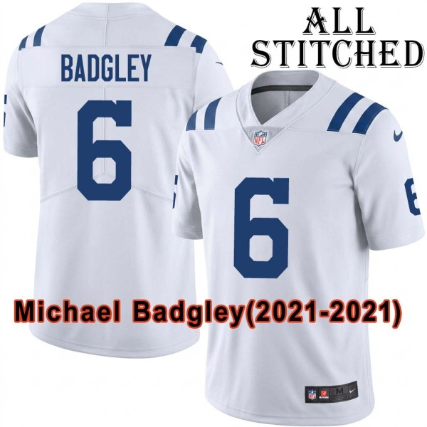 White Embroidered Michael Badgley Indianapolis Colts #6 Stitched Jersey