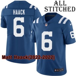 Blue Home Embroidered Matt Haack Indianapolis Colts #6 Stitched Jersey