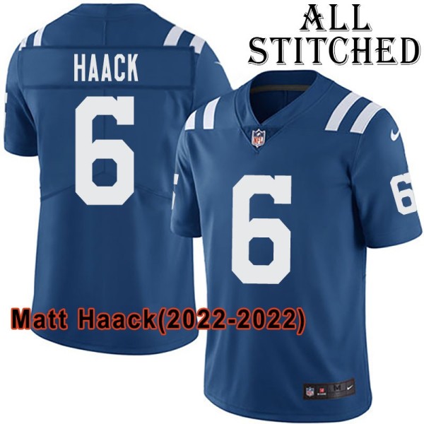 Blue Home Embroidered Matt Haack Indianapolis Colts #6 Stitched Jersey