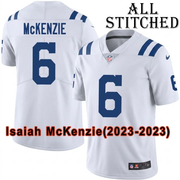 White Embroidered Isaiah McKenzie Indianapolis Colts #6 Stitched Jersey