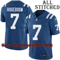 Blue Home Embroidered Gary Hogeboom Indianapolis Colts #7 Stitched Jersey
