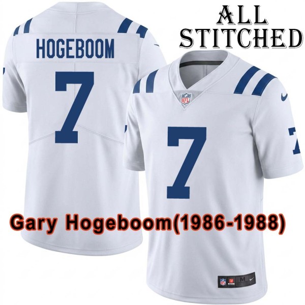 White Embroidered Gary Hogeboom Indianapolis Colts #7 Stitched Jersey