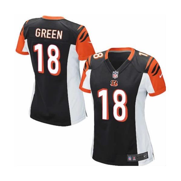 GREEN Cincinnati #18 Womens Football Jersey - A.J. Green Womens Football Jersey (Black)_Free Shipping
