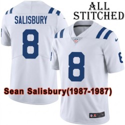 White Embroidered Sean Salisbury Indianapolis Colts #8 Stitched Jersey