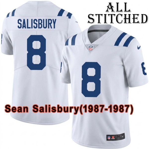 White Embroidered Sean Salisbury Indianapolis Colts #8 Stitched Jersey