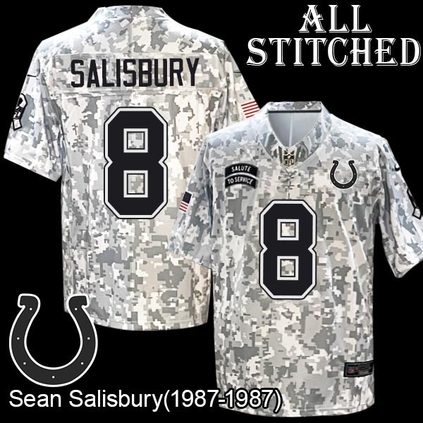 Camo Embroidered Sean Salisbury Indianapolis Colts #8 Stitched Jersey