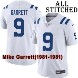White Embroidered Mike Garrett Indianapolis Colts #9 Stitched Jersey