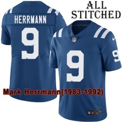 Blue Home Embroidered Mark Herrmann Indianapolis Colts #9 Stitched Jersey