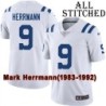 White Embroidered Mark Herrmann Indianapolis Colts #9 Stitched Jersey