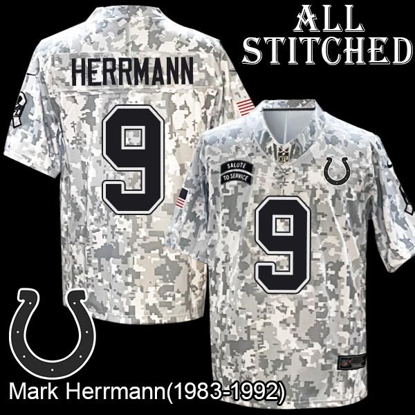 Camo Embroidered Mark Herrmann Indianapolis Colts #9 Stitched Jersey