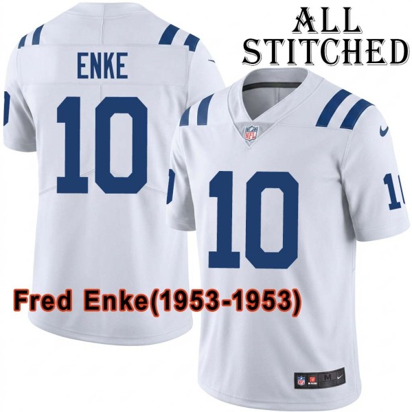 White Embroidered Fred Enke Indianapolis Colts #10 Stitched Jersey