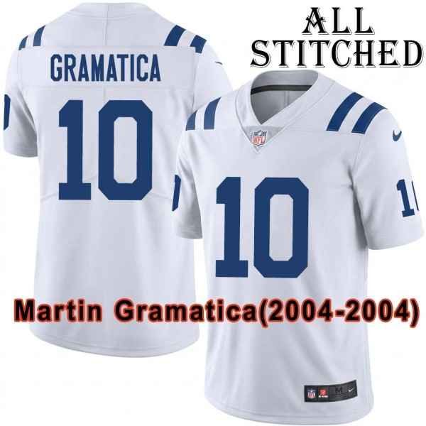 White Embroidered Martin Gramatica Indianapolis Colts #10 Stitched Jersey