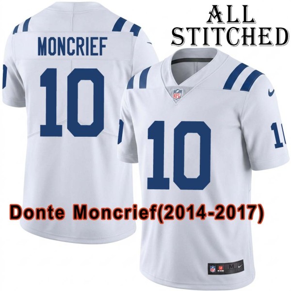 White Embroidered Donte Moncrief Indianapolis Colts #10 Stitched Jersey