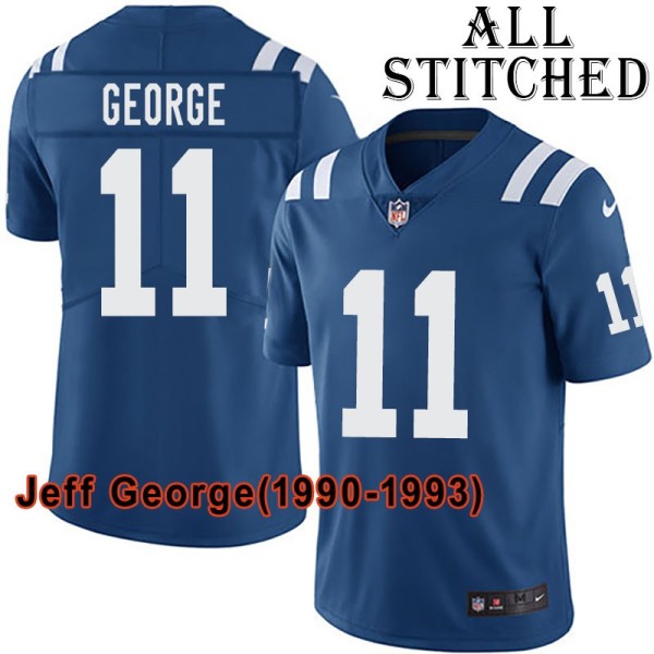 Blue Home Embroidered Jeff George Indianapolis Colts #11 Stitched Jersey