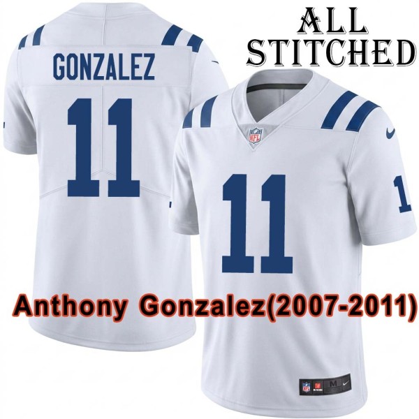 White Embroidered Anthony Gonzalez Indianapolis Colts #11 Stitched Jersey
