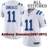 White Embroidered Anthony Gonzalez Indianapolis Colts #11 Stitched Jersey