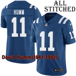Blue Home Embroidered David Humm Indianapolis Colts #11 Stitched Jersey