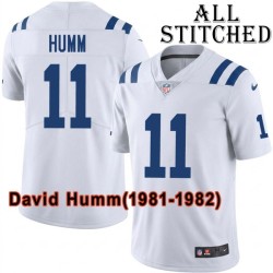 White Embroidered David Humm Indianapolis Colts #11 Stitched Jersey
