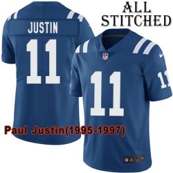 Blue Home Embroidered Paul Justin Indianapolis Colts #11 Stitched Jersey